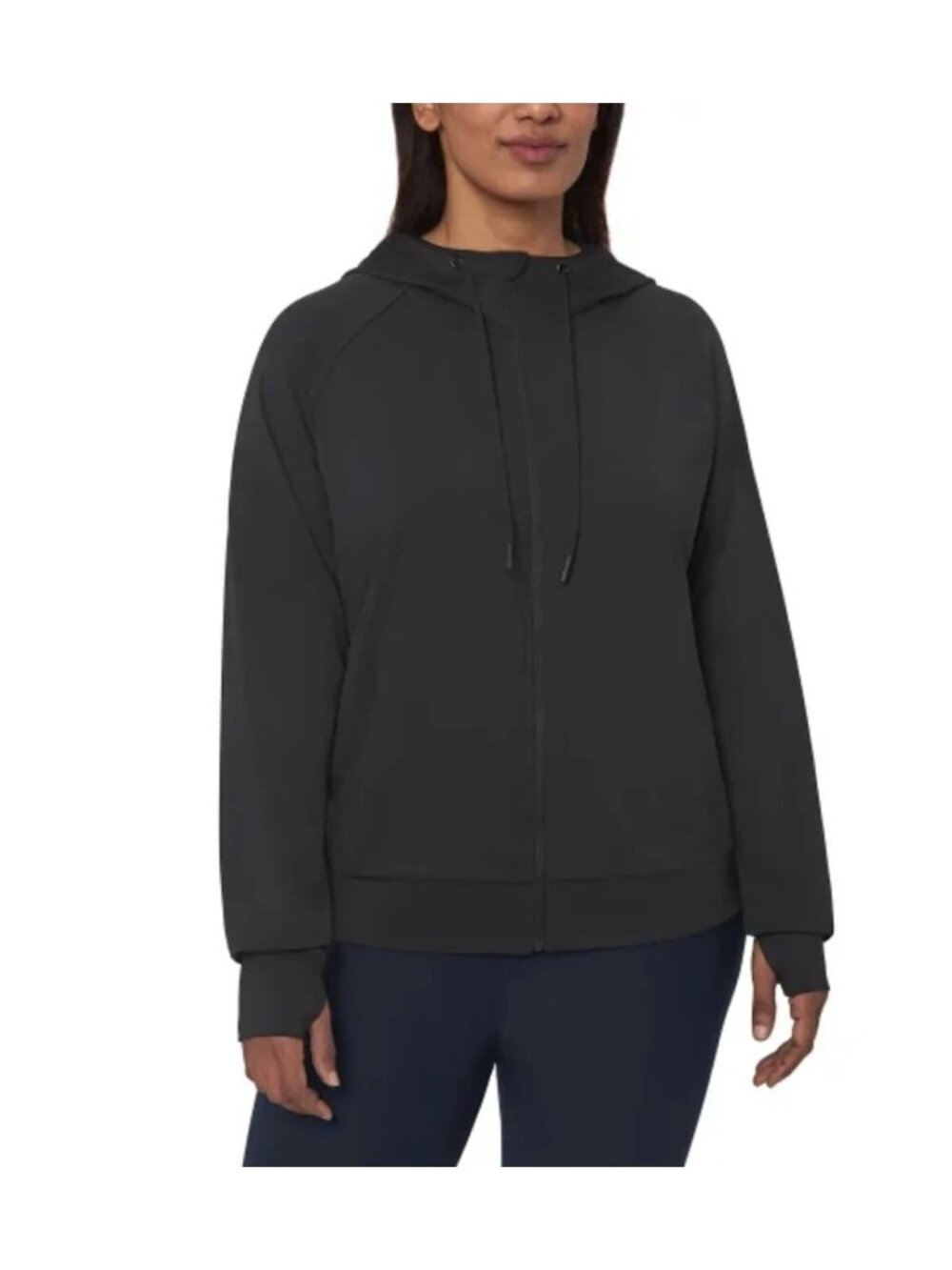 NWT Mondetta Active Women's L Lightweight Full Zip Hoodie Black P0716
